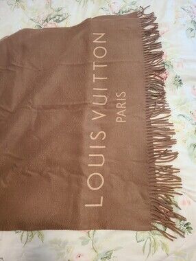 Louis Vuitton Paris Brown Fringe Logo Scarf